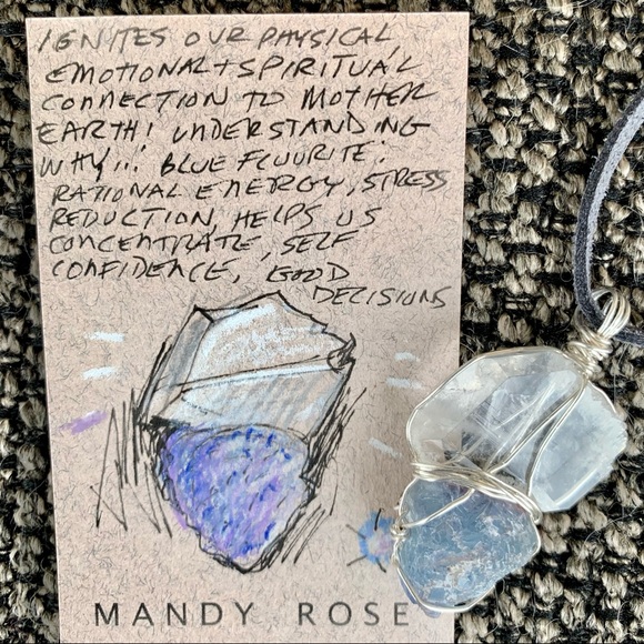 Faden Quartz & Blue Fluorite Drusy Necklace - Picture 6 of 16